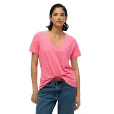 Superdry Shirt met V-hals STUDIOS SLUB EMB VEE TEE gestructureerd t-shirt met v-hals en borduursel