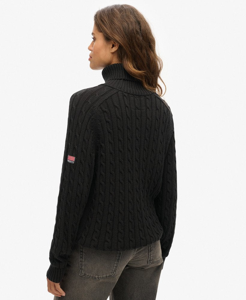 Slouchy kabeltrui met rolkraag Superdry