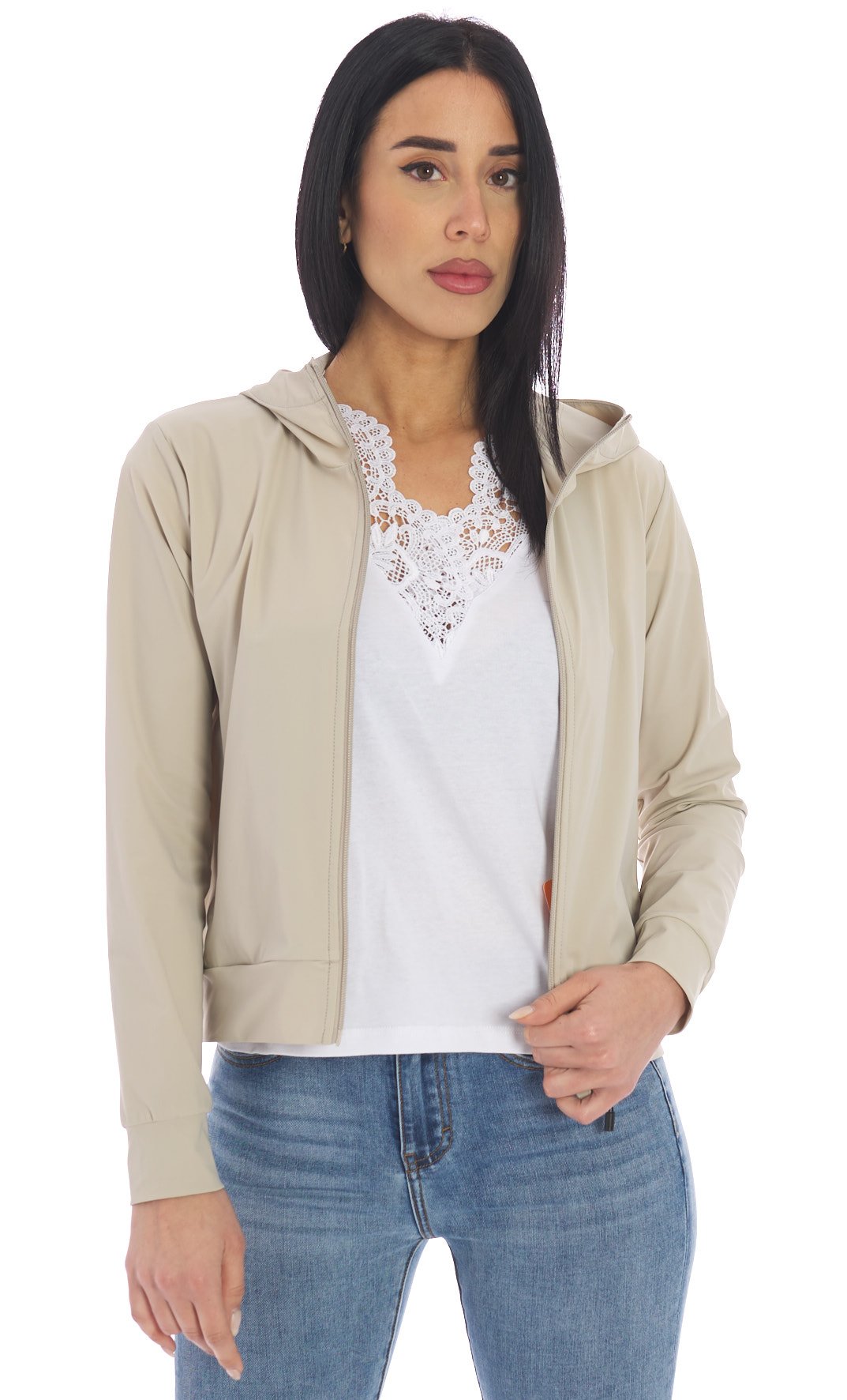 Save The Duck damesjas Beige kort model