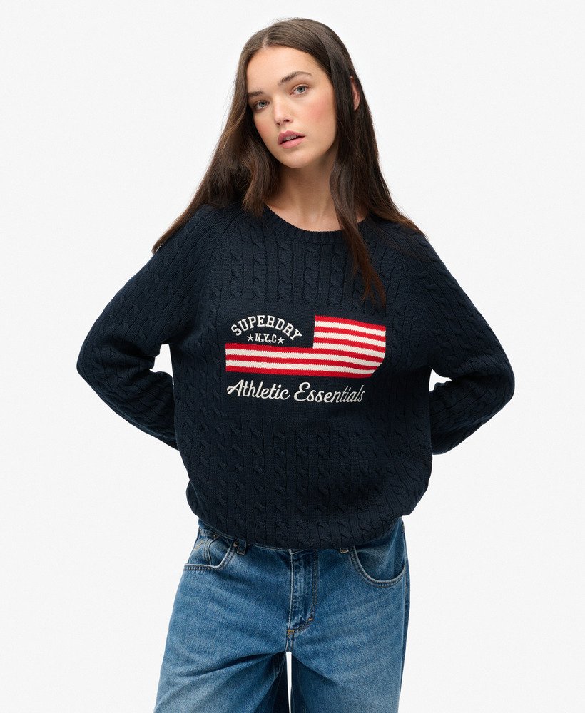 Slouchy Cable Flag Knit Jumper Superdry